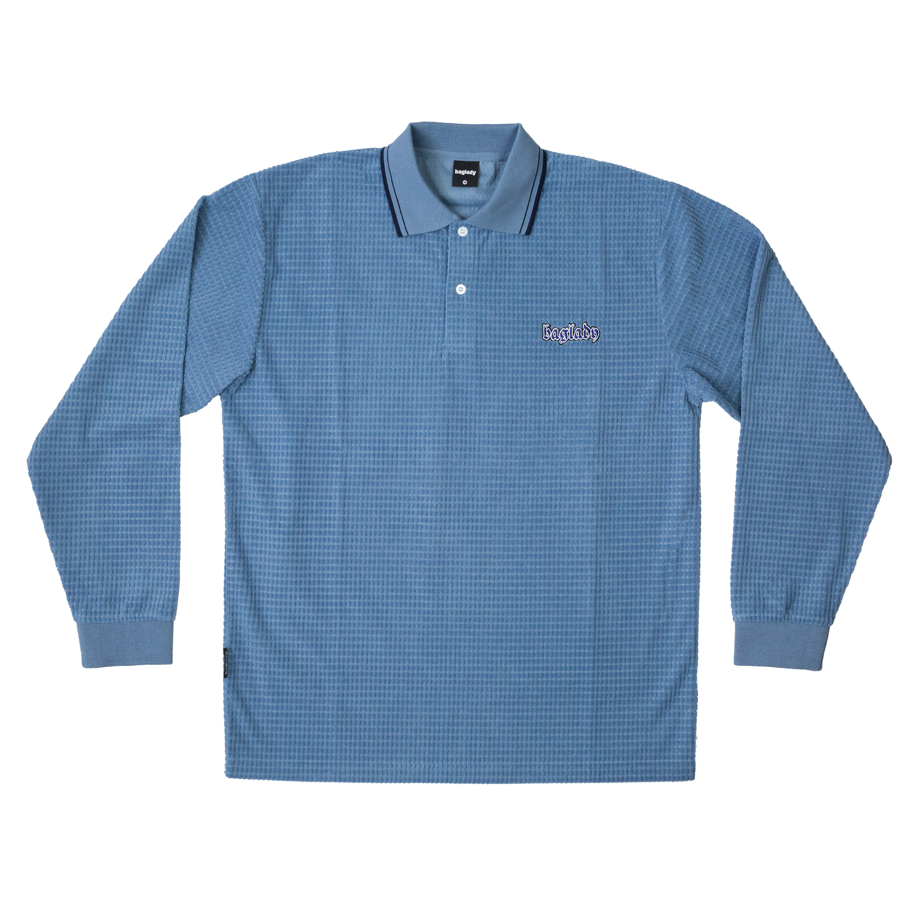 Thick Corduroy Blue Polo Shirt - BagLady